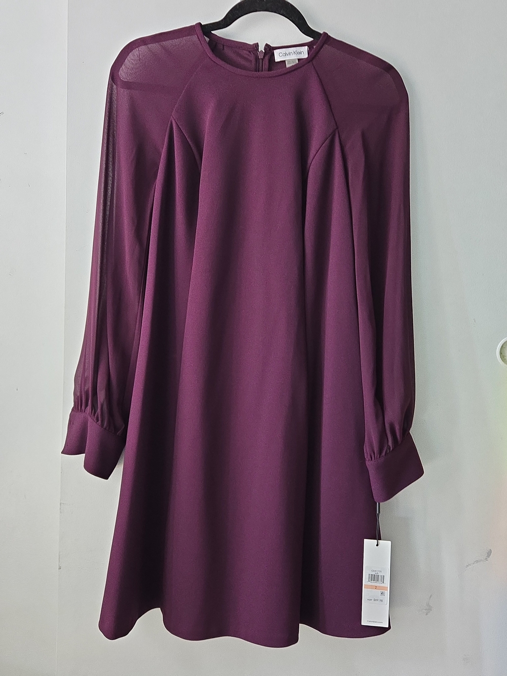 Calvin Klein Women's Long-Sleeve Plum Shift Dress
